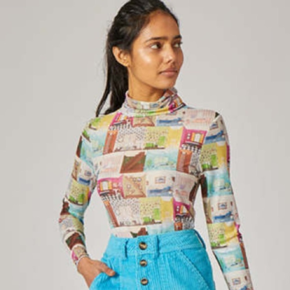 Rachel Antonoff Lillian turtleneck in bathroom print size small